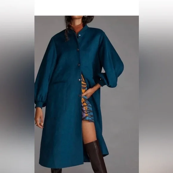 Anthropologie Cozy Wool Blend Puff-Sleeved Coat-NWT!!!! - Picture 2 of 10